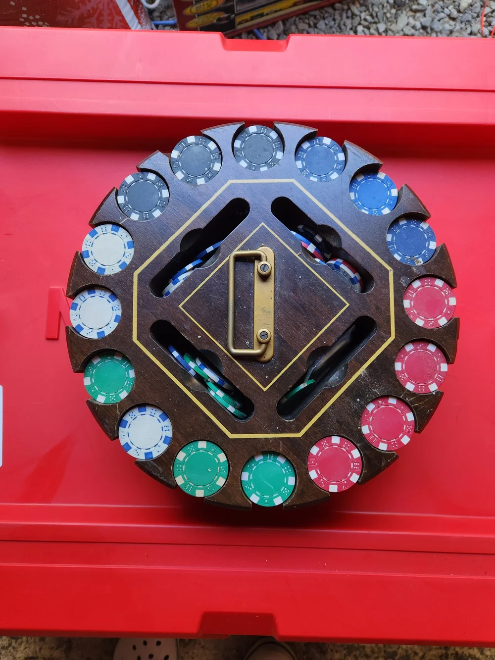 Vintage Poker Chip Carrier - Green and Black Casino Chip Case